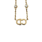 Dior Necklace Clair de Lune Metal Resin Pearl Crystal CD Logo Gold — view 4