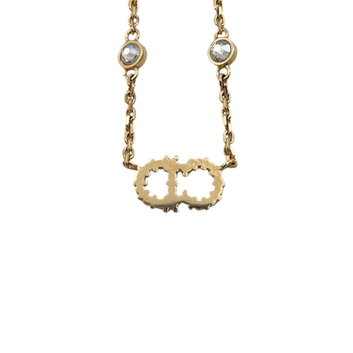 Dior Necklace Clair de Lune Metal Resin Pearl Crystal CD Logo Gold — view 4