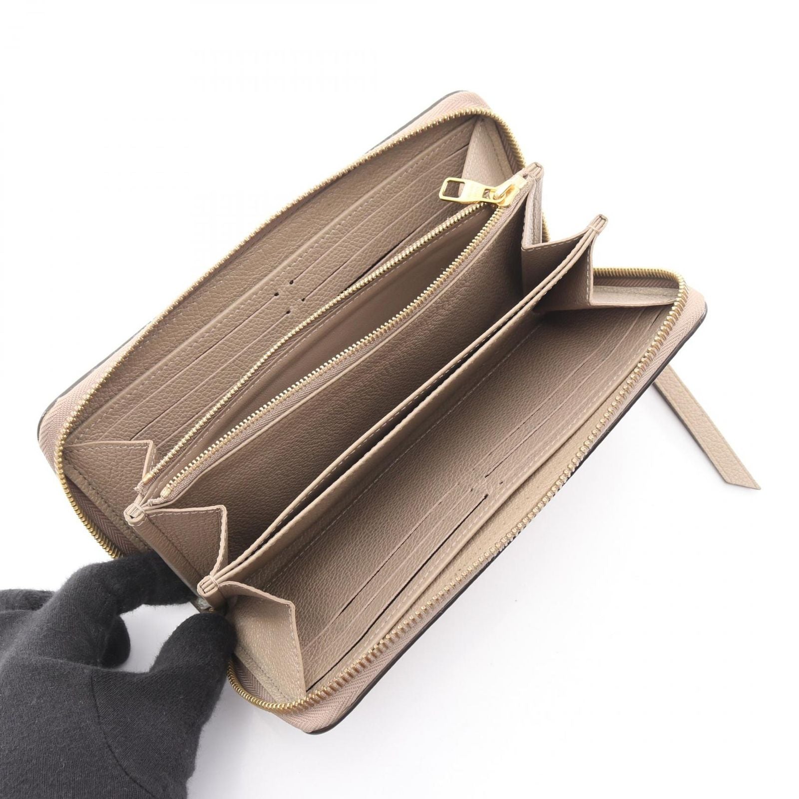 Louis Vuitton Round Wallet Zippy Bicolor Monogram Empreinte Tourtole Cream — view 3