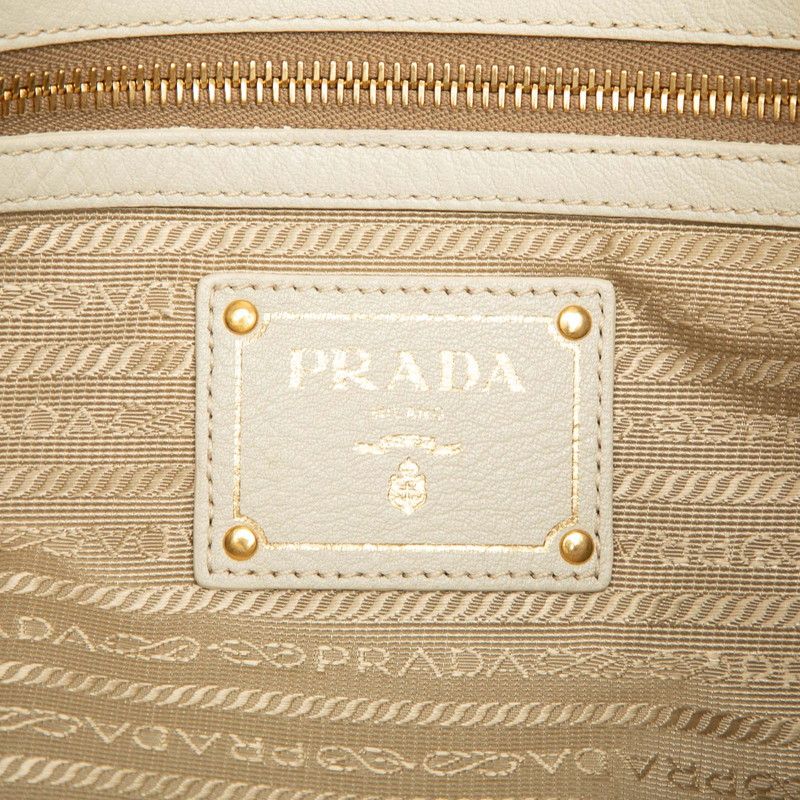 Prada Tote Shoulder Bag Green White Leather — view 5