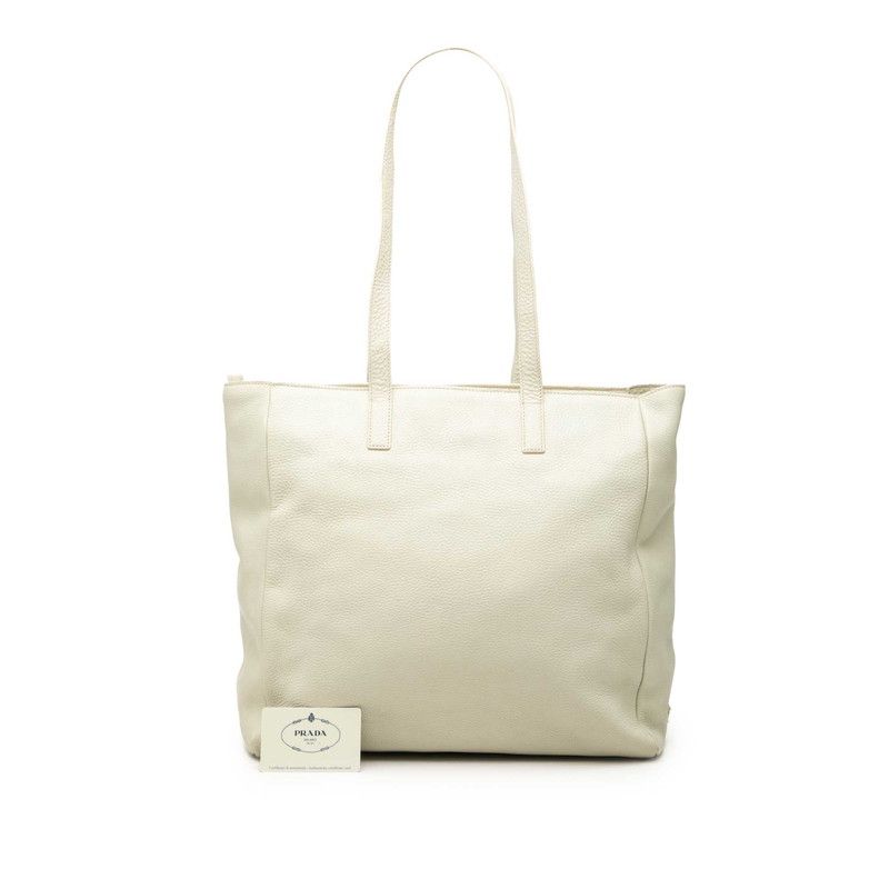 Prada Tote Shoulder Bag Green White Leather — view 6
