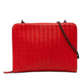 Bottega Veneta Intrecciato Crossbody Chain Shoulder Bag Red Leather