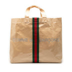 Gucci Comme Des Garcons Sherry Line Tote Beige Red Green Polyurethane Nylon