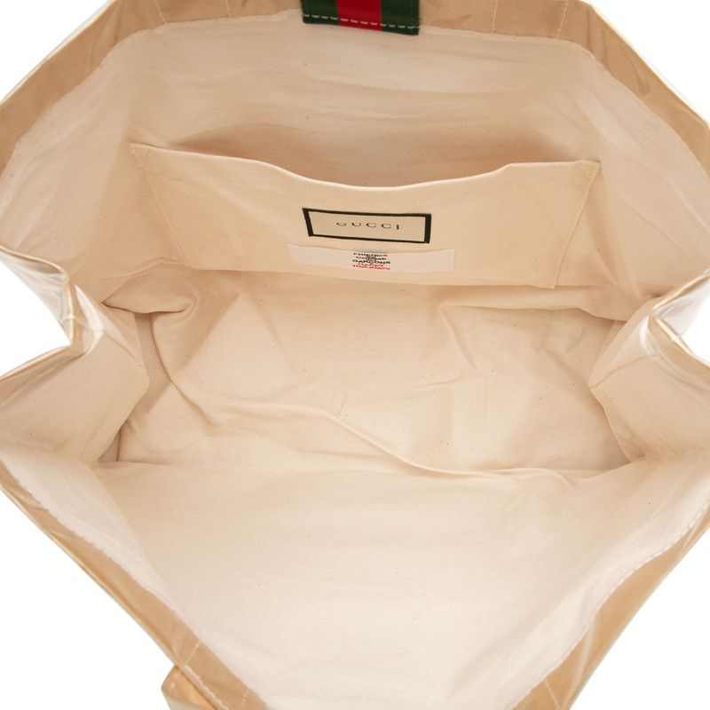 Gucci Comme Des Garcons Sherry Line Tote Beige Red Green Polyurethane Nylon — view 4