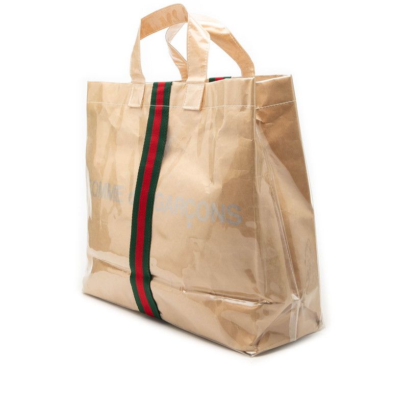 Gucci Comme Des Garcons Sherry Line Tote Beige Red Green Polyurethane Nylon — view 2