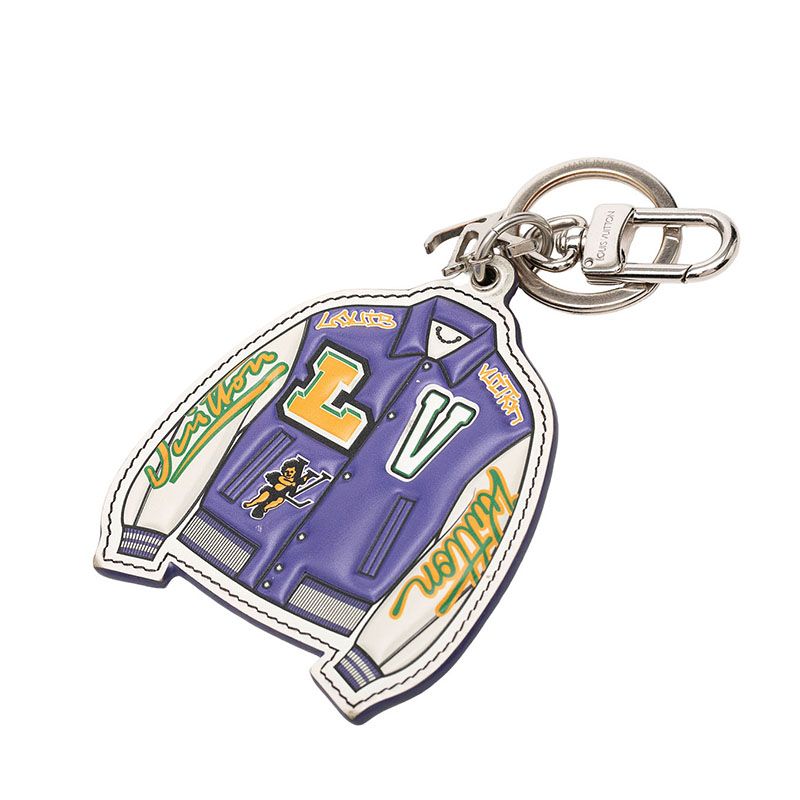 Louis Vuitton Porte Cles LV Varsity Jacket Key Holder Purple White Leather Metal