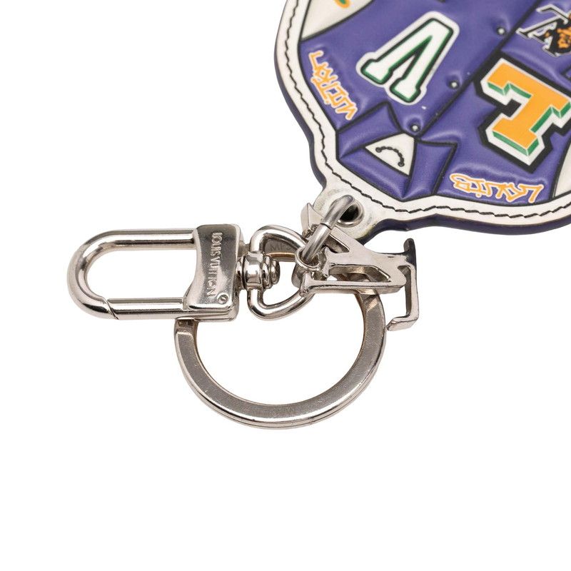 Louis Vuitton Porte Cles LV Varsity Jacket Key Holder Purple White Leather Metal — view 3