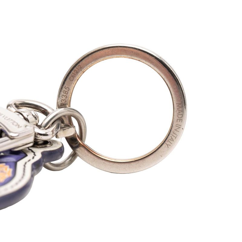 Louis Vuitton Porte Cles LV Varsity Jacket Key Holder Purple White Leather Metal — view 4