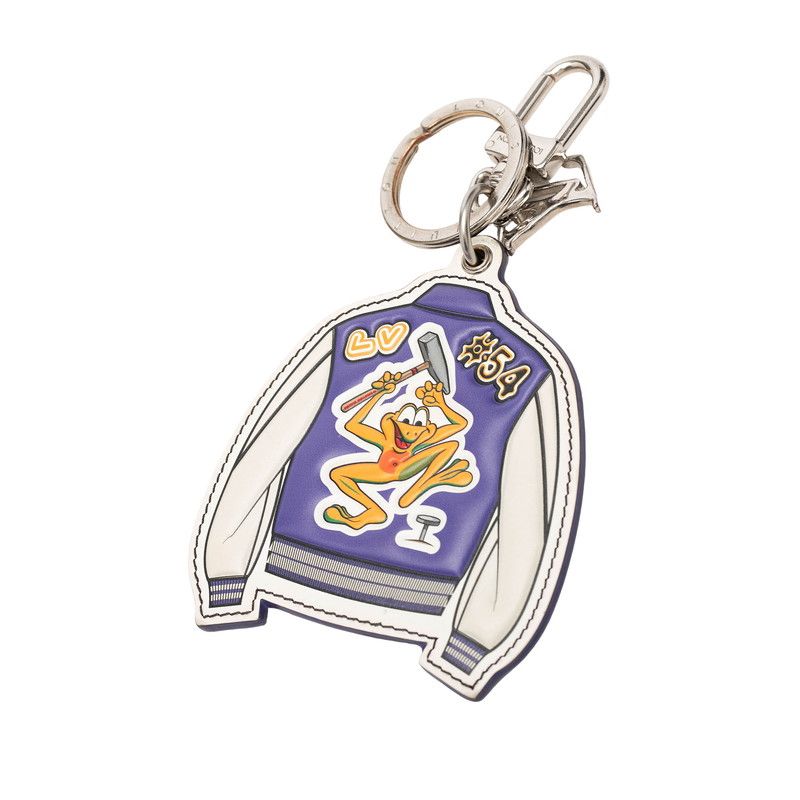Louis Vuitton Porte Cles LV Varsity Jacket Key Holder Purple White Leather Metal — view 2
