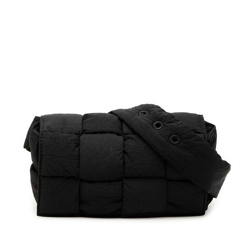 Bottega Veneta Maxi Intrecciato Padded Cassette Shoulder Bag Black Nylon
