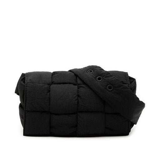Bottega Veneta Maxi Intrecciato Padded Cassette Shoulder Bag Black Nylon
