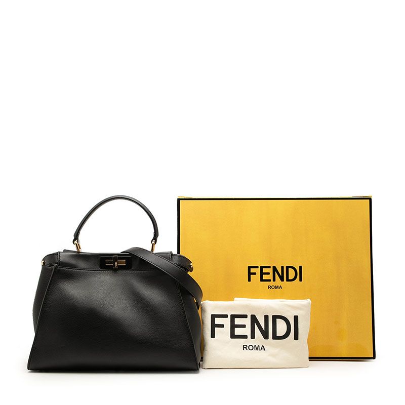 Fendi Peekaboo Selleria 2-Way Shoulder Bag Black Leather — view 7