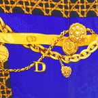 Dior Scarf Silk All Over Pattern Blue Navy Yellow — view 7