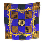 Dior Scarf Silk All Over Pattern Blue Navy Yellow