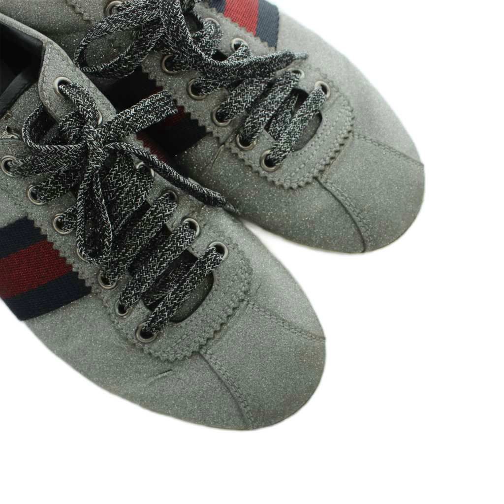 Gucci Sneakers Low Cut Shoes Sherry Line Lame 7 Silver — view 3