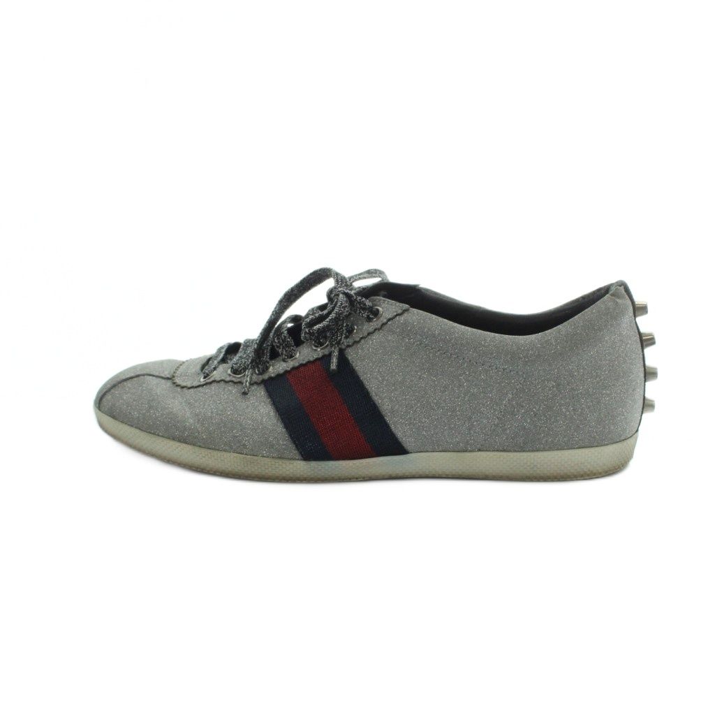 Gucci Sneakers Low Cut Shoes Sherry Line Lame 7 Silver