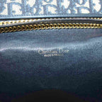 Dior Vintage Trotter Chain Shoulder Bag Gold Canvas Leather Navy Beige — view 5