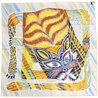 Hermes Carre 90 Double Face le Chat Silk Jaune Scarf Yellow — view 3