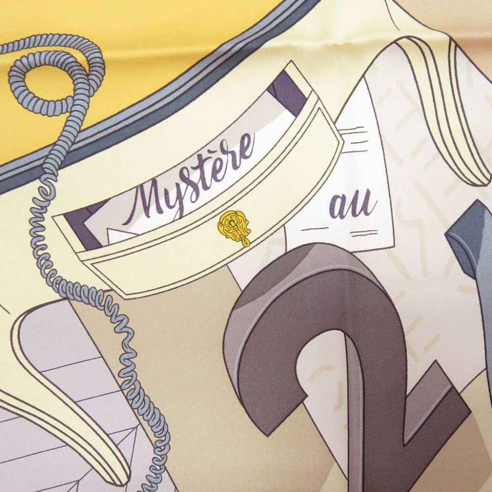 Hermes Carre 90 Mystere AU 24 Mystery at Number 24 04 Silk Mastic Beige Scarf — view 4