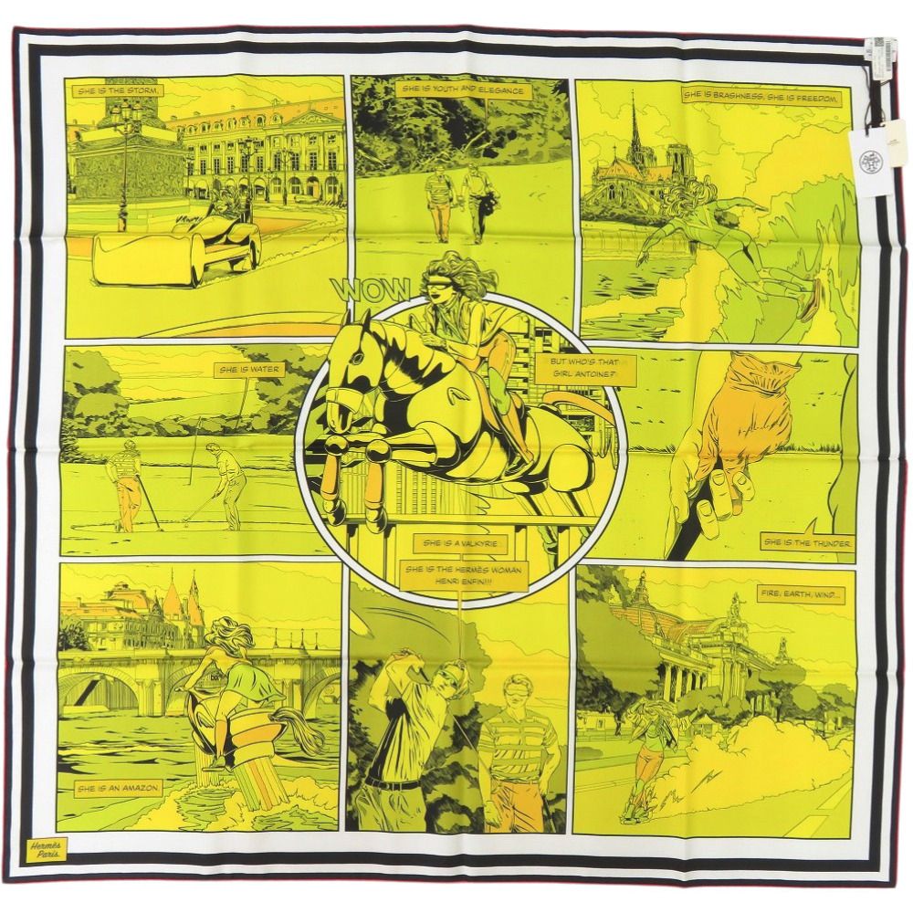 Hermes Carre 90 Double Face Wow 04 Silk Blue Jean Scarf — view 3