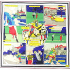 Hermes Carre 90 Double Face Wow 04 Silk Blue Jean Scarf