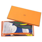 Hermes Carre 100 Mega Chariot 02 Silk Cashmere Blue Scarf — view 2