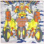 Hermes Carre 100 Mega Chariot 02 Silk Cashmere Blue Scarf — view 3