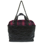 Chanel Quilted CC Logo Portobello Leather Tweed Black Pink 13 Handbag — view 2