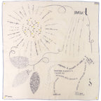 Hermes Embroidery Carre 90 de Notes Carre's Words Silk Ivory Blue Scarf — view 3
