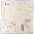 Hermes Embroidery Carre 90 de Notes Carre's Words Silk Ivory Blue Scarf