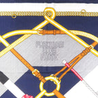 Hermes Carre 140 Parcours Sans Faute Perfect Course Cashmere Silk Marine Scarf — view 3