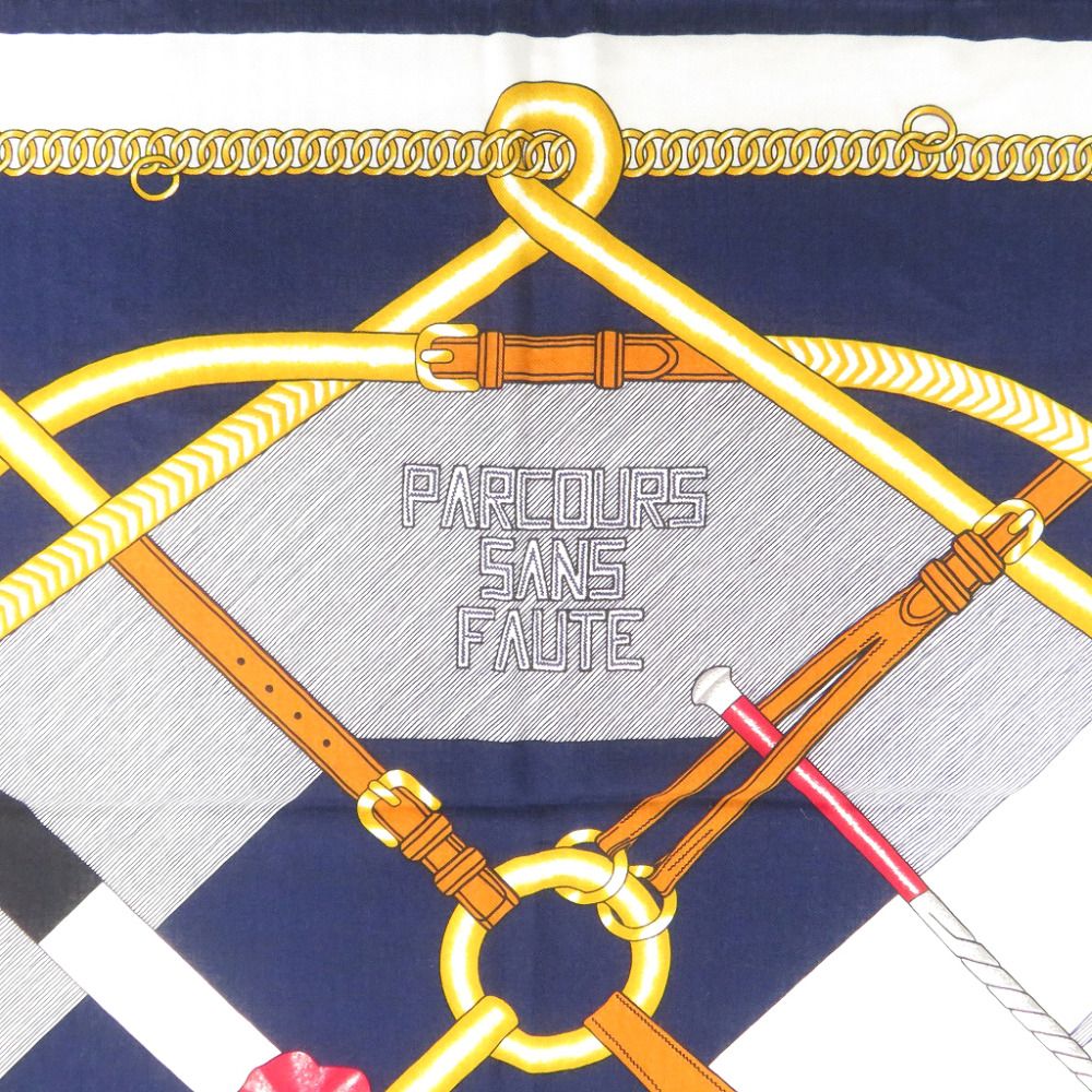 Hermes Carre 140 Parcours Sans Faute Perfect Course Cashmere Silk Marine Scarf — view 3
