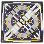 Hermes Carre 140 Parcours Sans Faute Perfect Course Cashmere Silk Marine Scarf