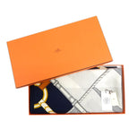 Hermes Carre 140 Parcours Sans Faute Perfect Course Cashmere Silk Marine Scarf — view 2