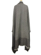 Celine Jacquard Shawl Large Cashmere Silk Gray Logo Macadam Scarf — view 2