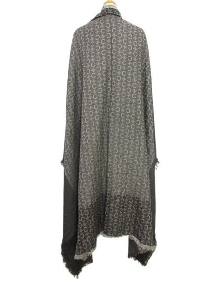 Celine Jacquard Shawl Large Cashmere Silk Gray Logo Macadam Scarf — view 2