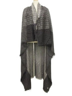 Celine Jacquard Shawl Large Cashmere Silk Gray Logo Macadam Scarf