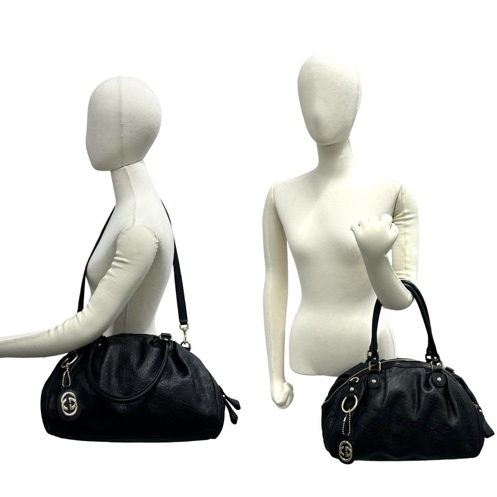 Gucci Ski Guccissima Leather 2-Way Shoulder Bag Tote Black — view 2