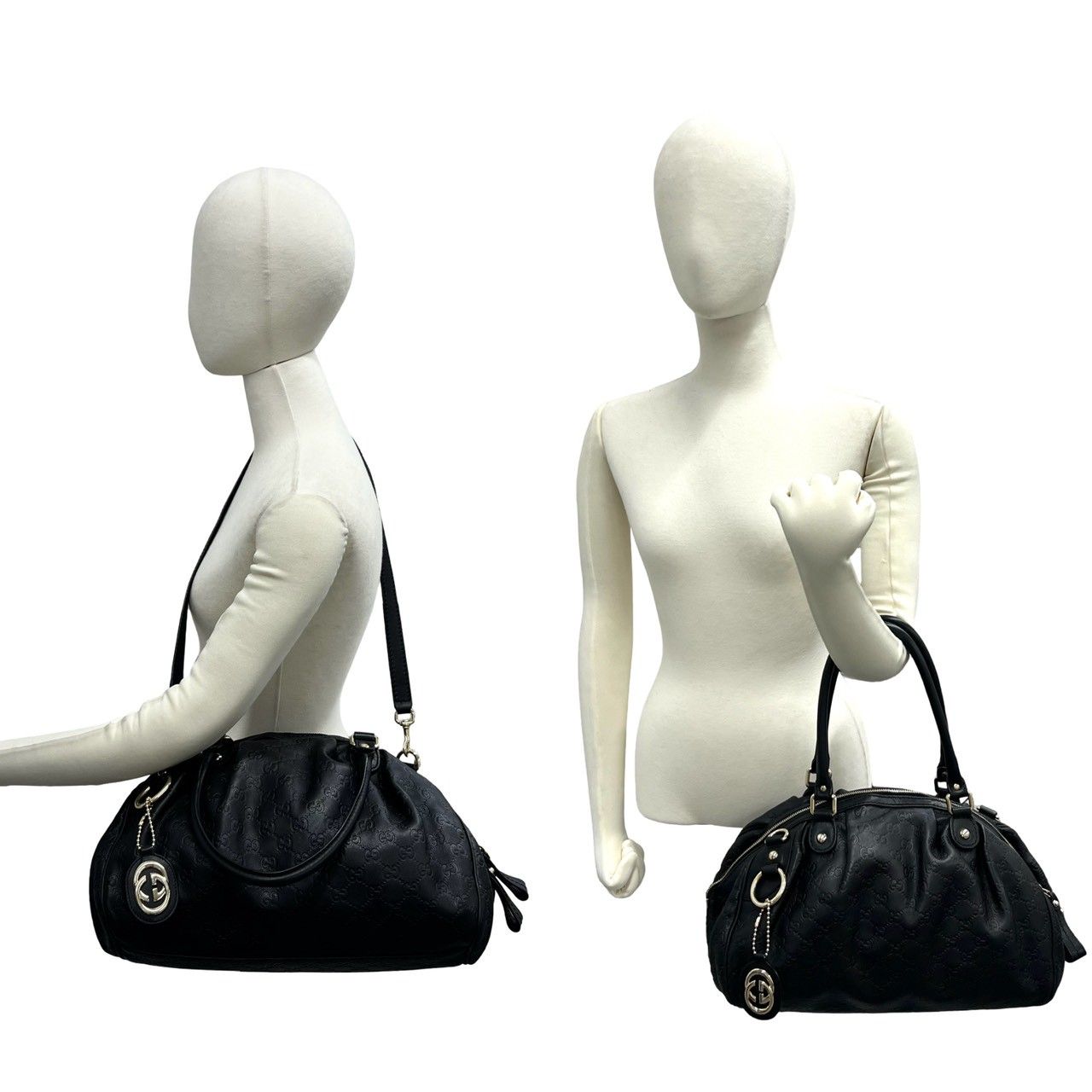 Gucci Ski Guccissima Leather 2-Way Shoulder Bag Tote Black — view 2
