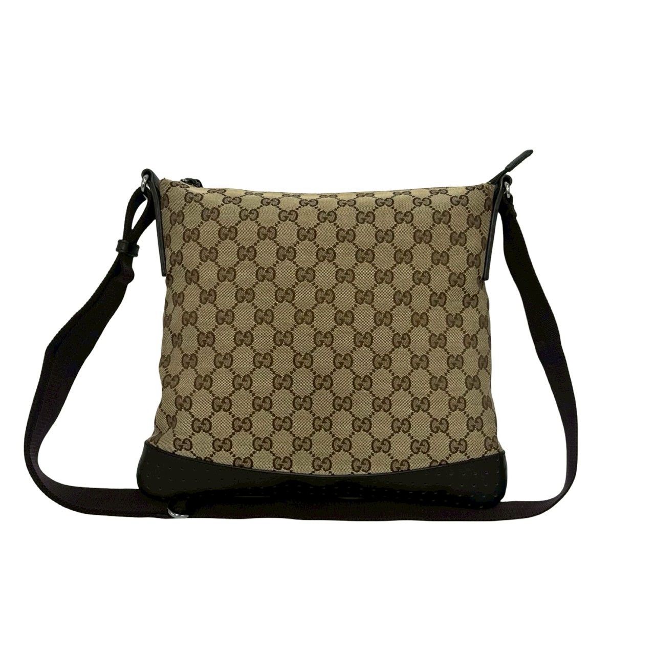 Gucci GG Canvas Pattern Leather Shoulder Bag Crossbody Cross Beige Brown — view 3