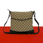 Gucci GG Canvas Pattern Leather Shoulder Bag Crossbody Cross Beige Brown