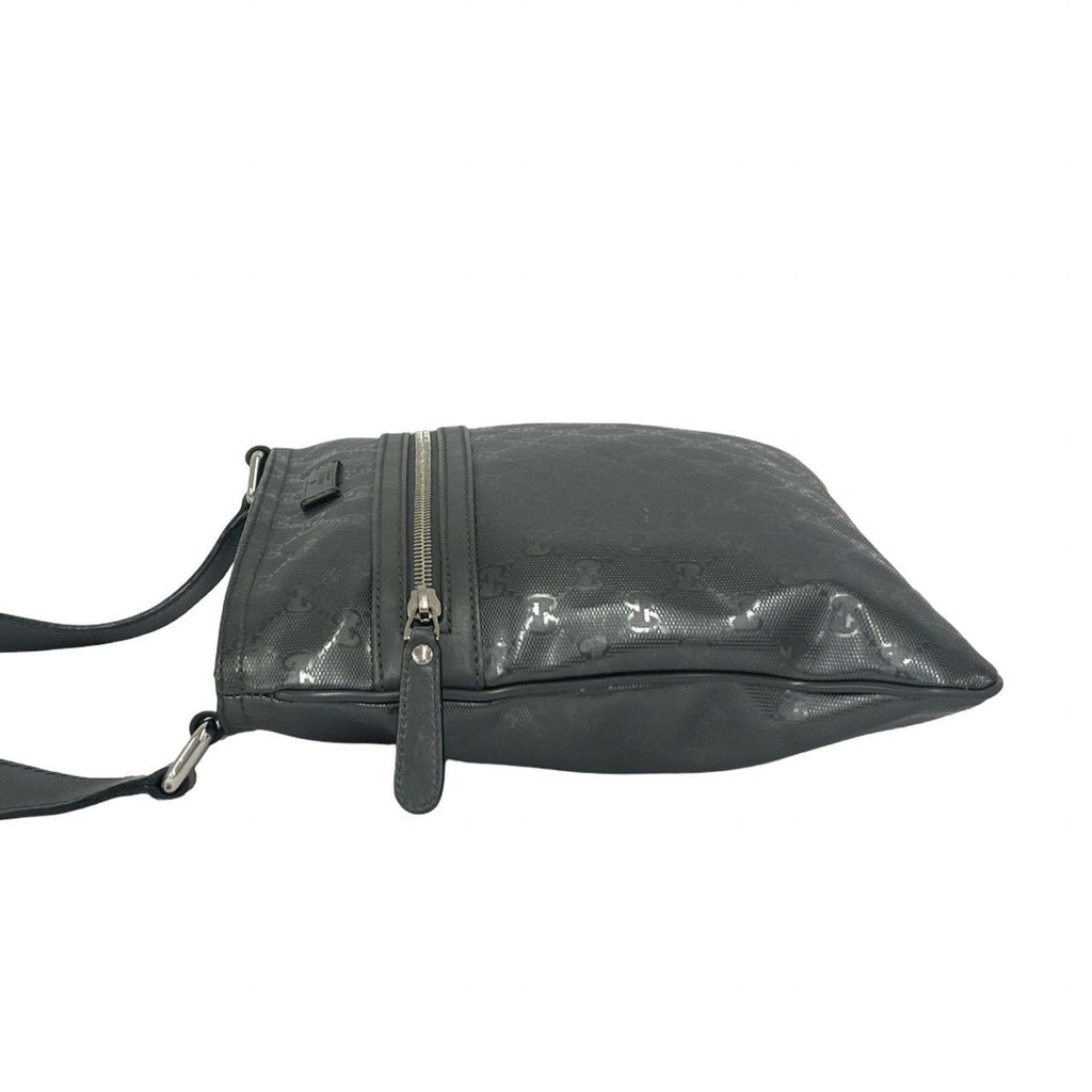 Gucci Imprime GG Pattern Leather Shoulder Bag Crossbody Pochette Cross Gray — view 5