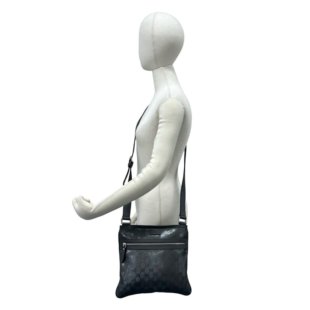 Gucci Imprime GG Pattern Leather Shoulder Bag Crossbody Pochette Cross Gray — view 2