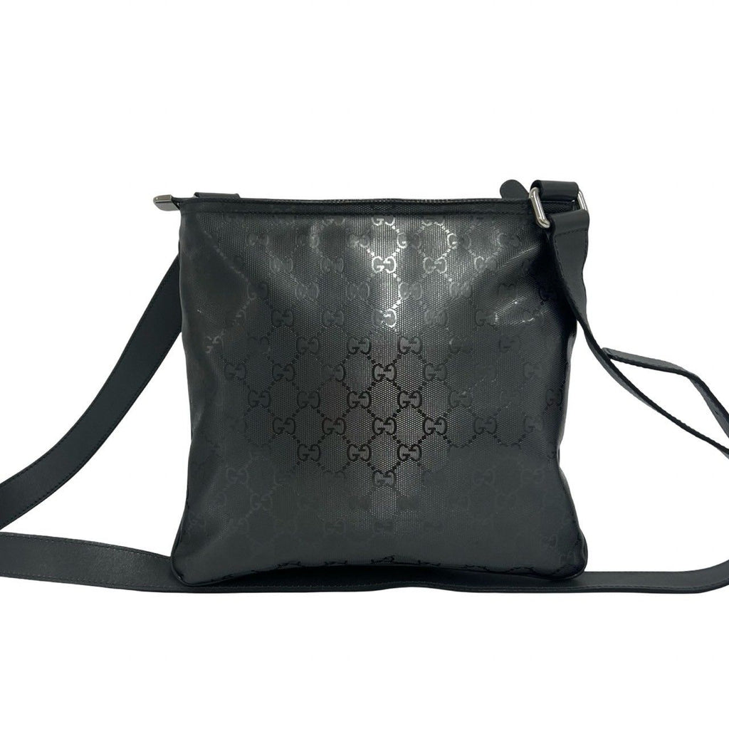 Gucci Imprime GG Pattern Leather Shoulder Bag Crossbody Pochette Cross Gray — view 3