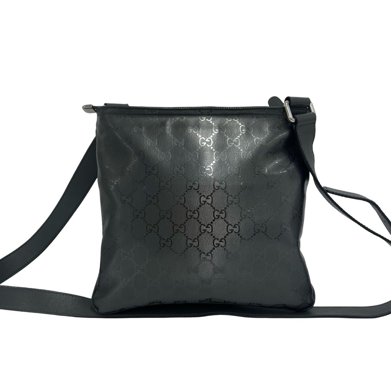 Gucci Imprime GG Pattern Leather Shoulder Bag Crossbody Pochette Cross Gray — view 3