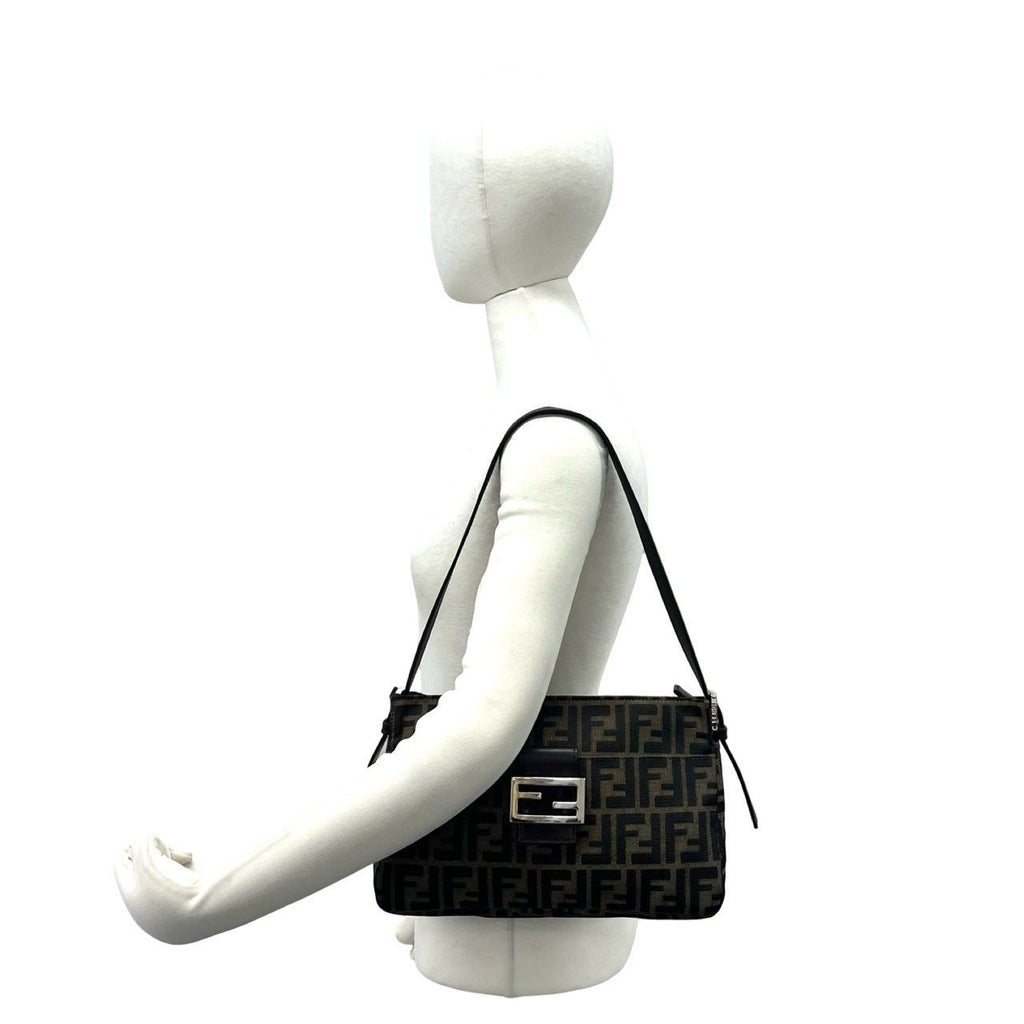 Fendi Vintage Zucca FF Pattern Canvas Leather Shoulder Bag Brown — view 2