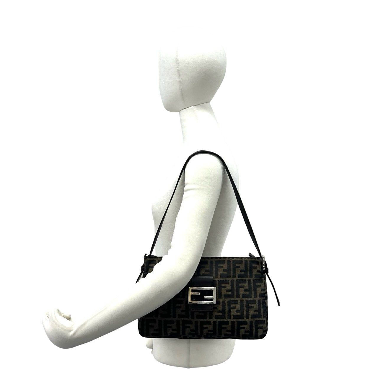 Fendi Vintage Zucca FF Pattern Canvas Leather Shoulder Bag Brown — view 2
