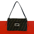Fendi Vintage Zucca FF Pattern Canvas Leather Shoulder Bag Brown