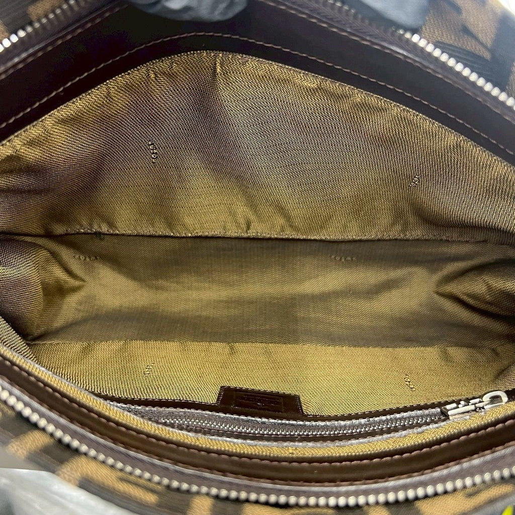 Fendi Vintage Zucca FF Pattern Canvas Leather Shoulder Bag Brown — view 9