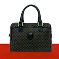 Celine Vintage Macadam Blason Pattern Leather Boston Bag Brown Black